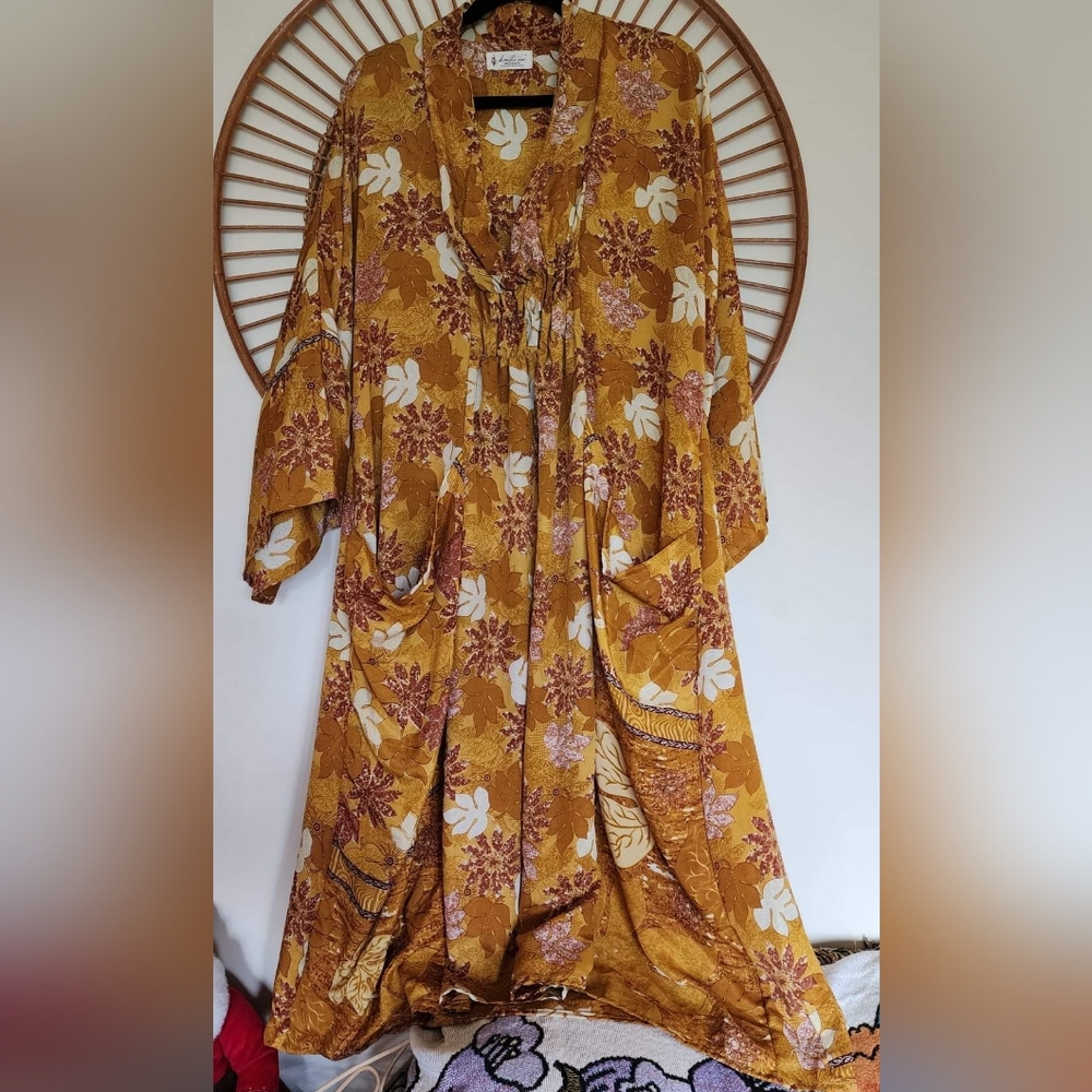 Kantha Bae Rouched Silk Dress